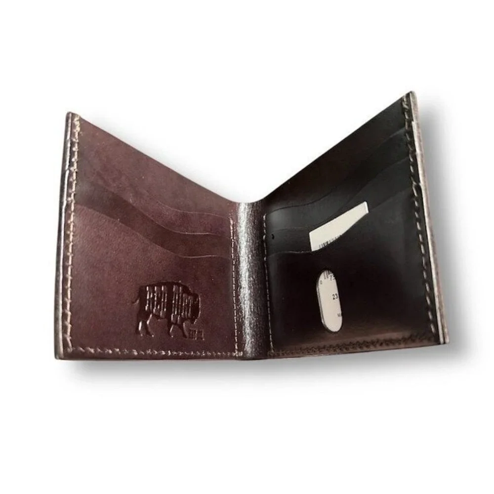 New Red Dirt Hat Co Genuine Leather Aztec Western Bifold Slim Wallet Brown Rodeo